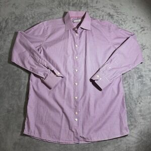 Eton Contemporary Button Dress Shirt Mens XL 43 / 17  Red Blue Check Long Sleeve